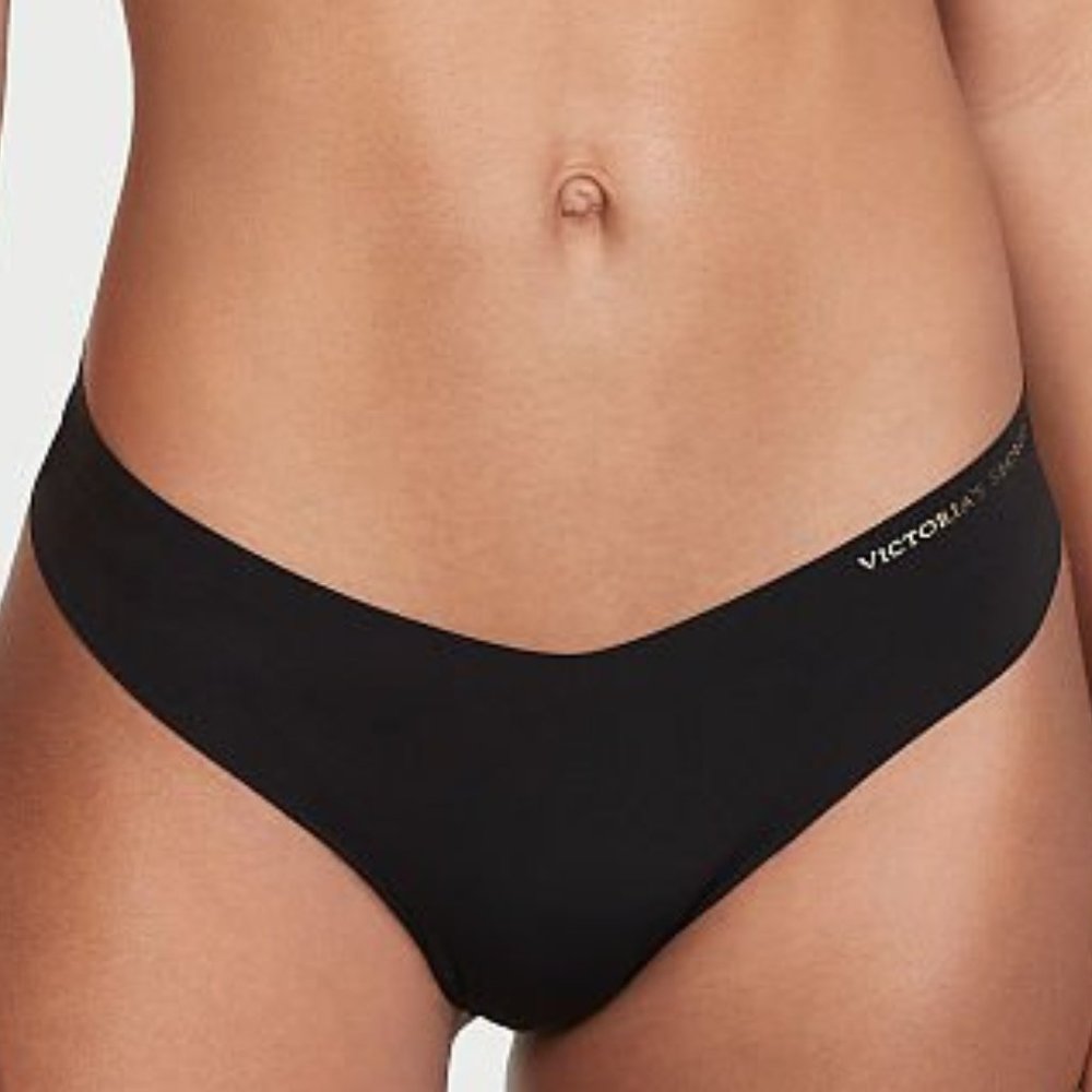 VS XXL SEXY ILLUSIONS BY VICTORIA'S SECRET No-Show Thong Panty Black Classic NWT - Picture 3 of 12